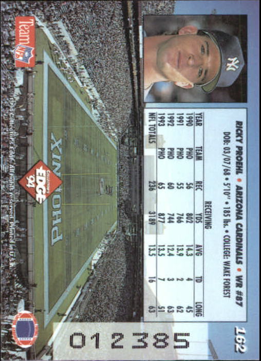 1994 Collector's Edge Silver #162 Ricky Proehl back image