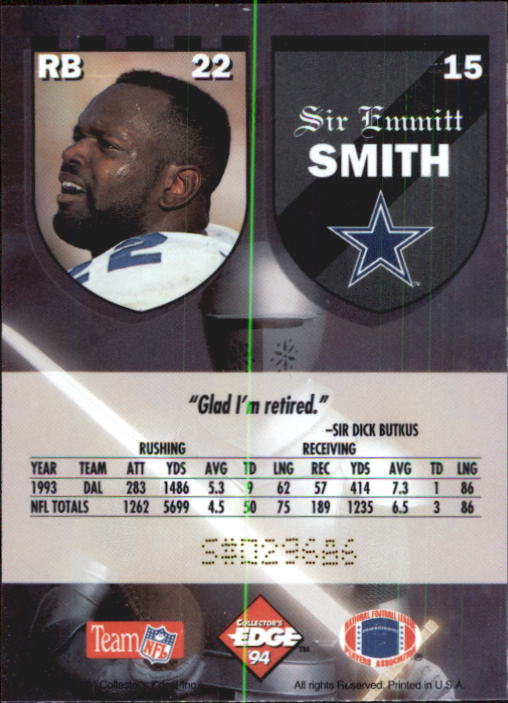 1994 Excalibur #15 Emmitt Smith back image