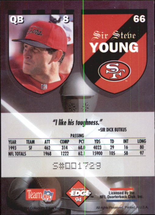 1994 Excalibur #66 Steve Young back image