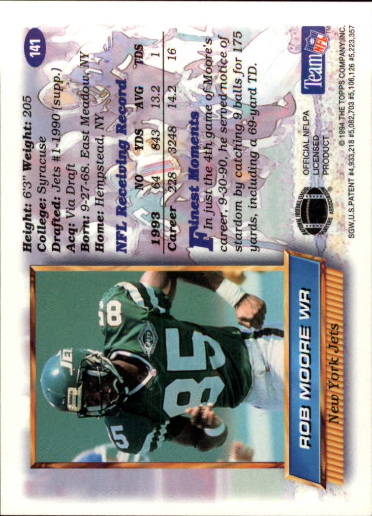 1994 Finest Refractors #141 Rob Moore back image