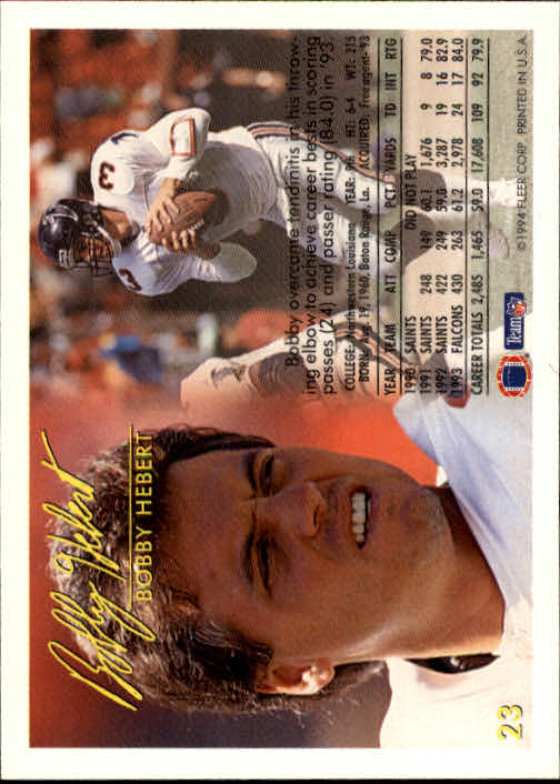 1994 Fleer #23 Bobby Hebert back image