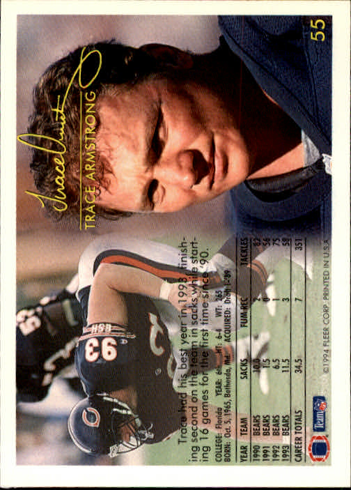 1994 Fleer #55 Trace Armstrong back image
