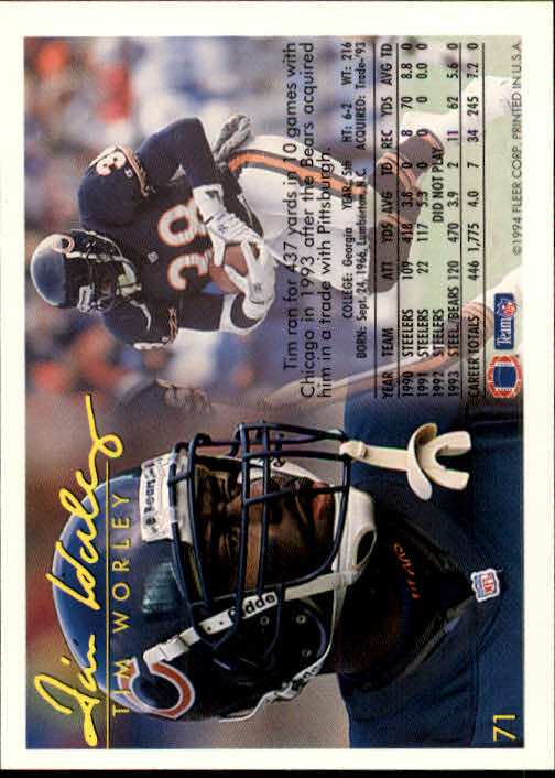 1994 Fleer Football Card #s 1-240 +Rookies (A2272) - You Pick - 15+ FREE SHIP - Picture 135 of 429