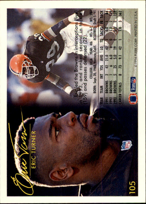 1994 Fleer Football Card #s 1-240 +Rookies (A2272) - You Pick - 15+ FREE SHIP - Picture 201 of 429
