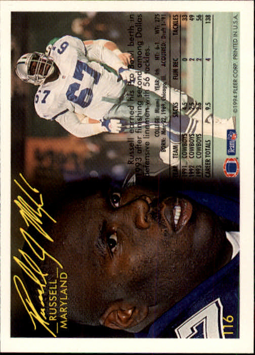 1994 Fleer Football Card #s 1-240 +Rookies (A2272) - You Pick - 15+ FREE SHIP - Picture 219 of 429