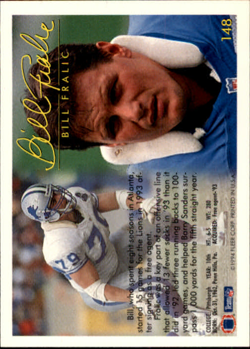 1994 Fleer Football Card #s 1-240 +Rookies (A2272) - You Pick - 15+ FREE SHIP - Picture 275 of 429