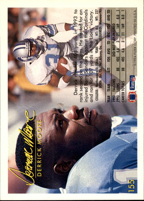 1994 Fleer #155 Derrick Moore back image
