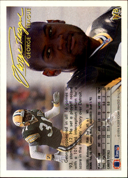 1994 Fleer Football Card #s 1-240 +Rookies (A2272) - You Pick - 15+ FREE SHIP - Picture 329 of 429