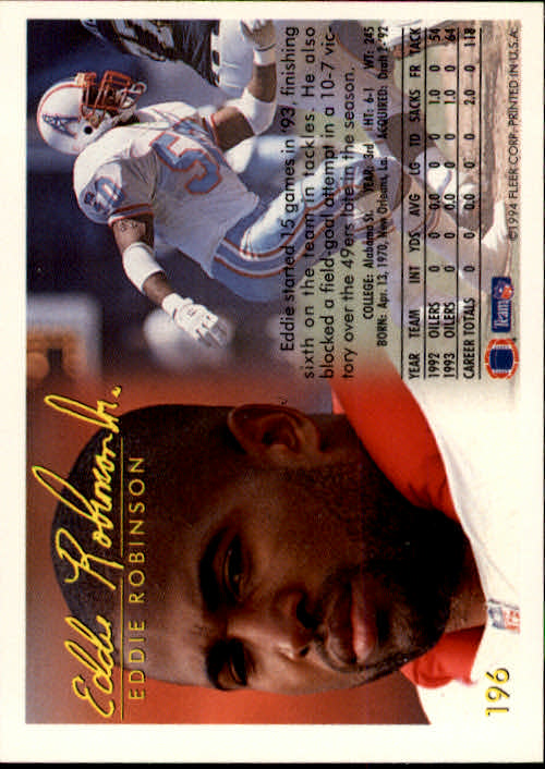 1994 Fleer Football Card #s 1-240 +Rookies (A2272) - You Pick - 15+ FREE SHIP - Picture 365 of 429