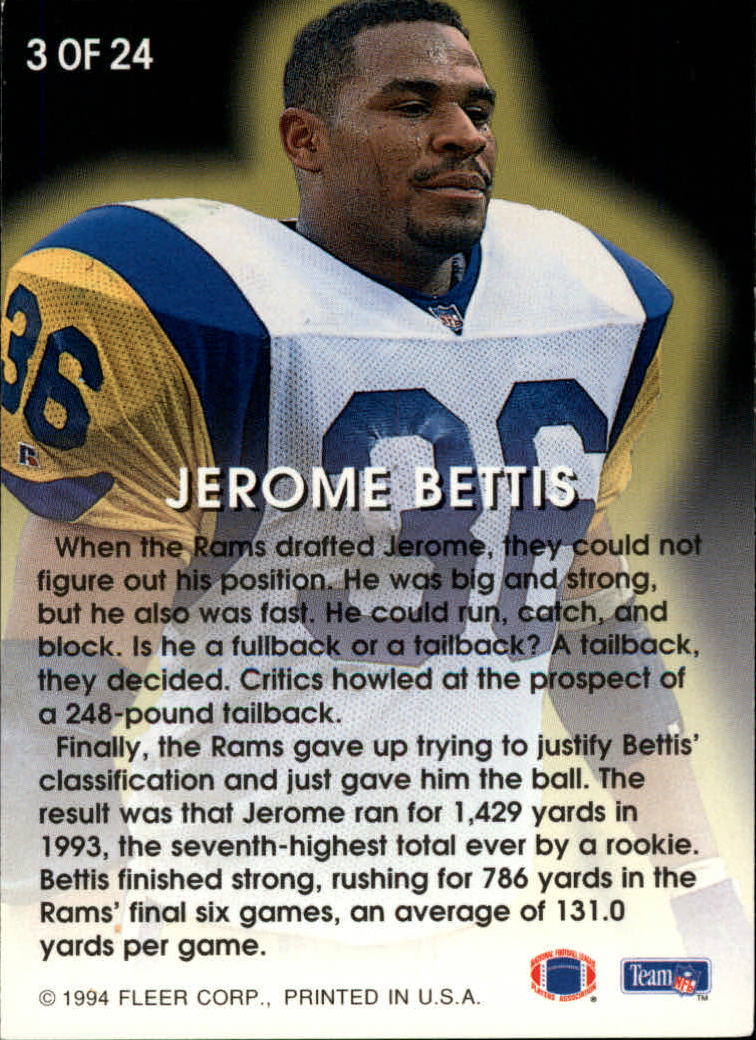 1994 Fleer All-Pros #3 Jerome Bettis back image