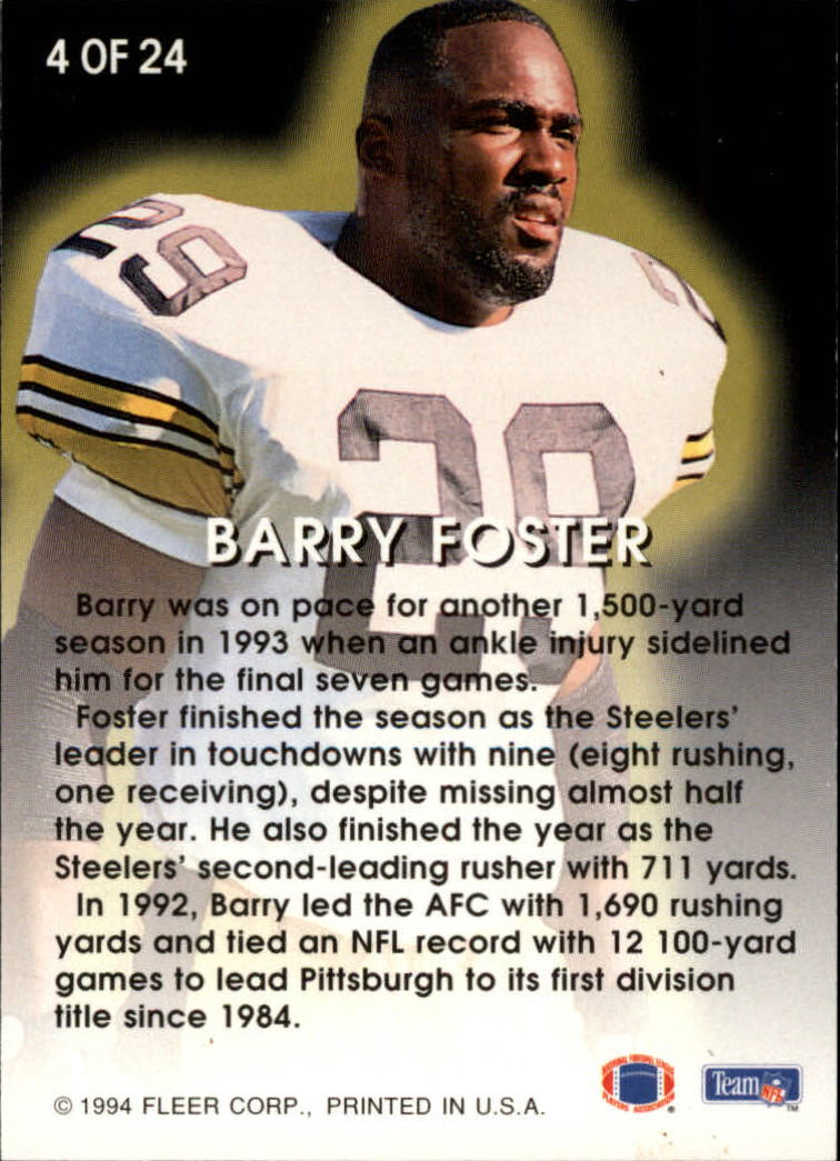 1994 Fleer All-Pros #4 Barry Foster back image