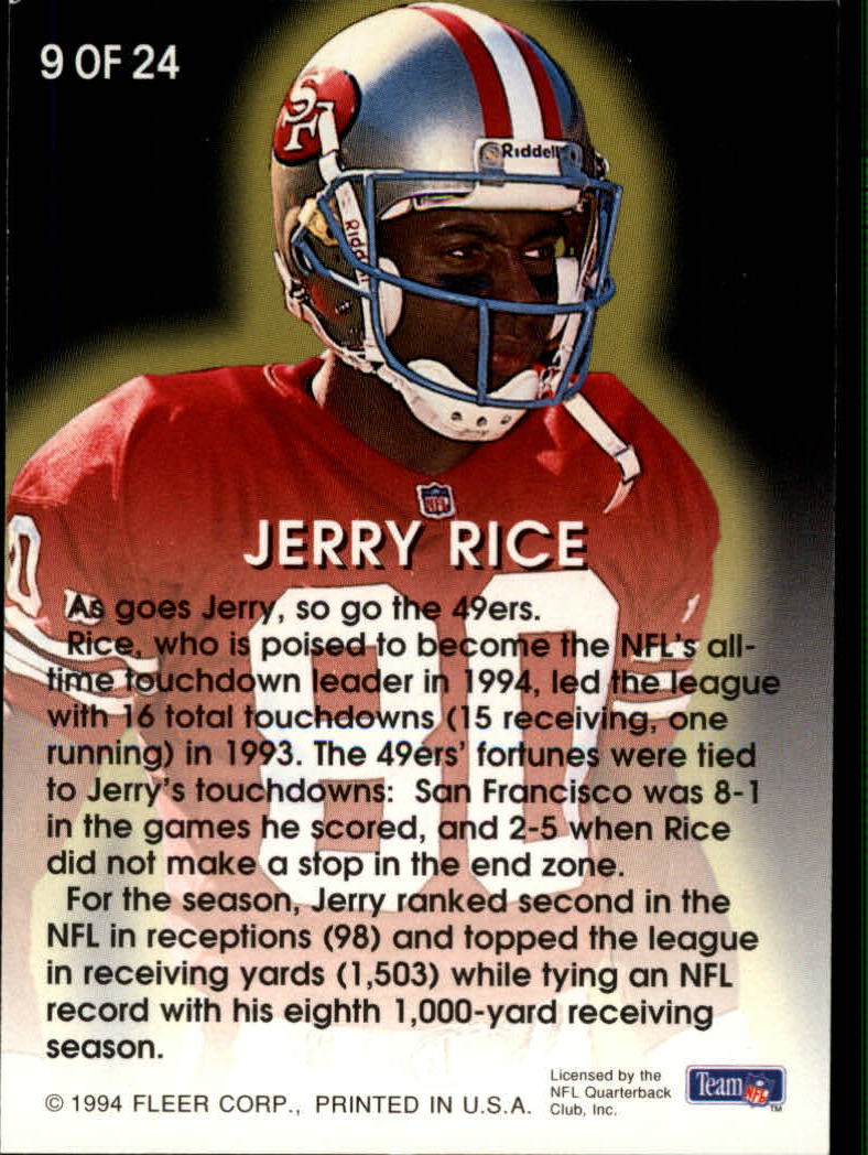 1994 Fleer All-Pros #9 Jerry Rice back image