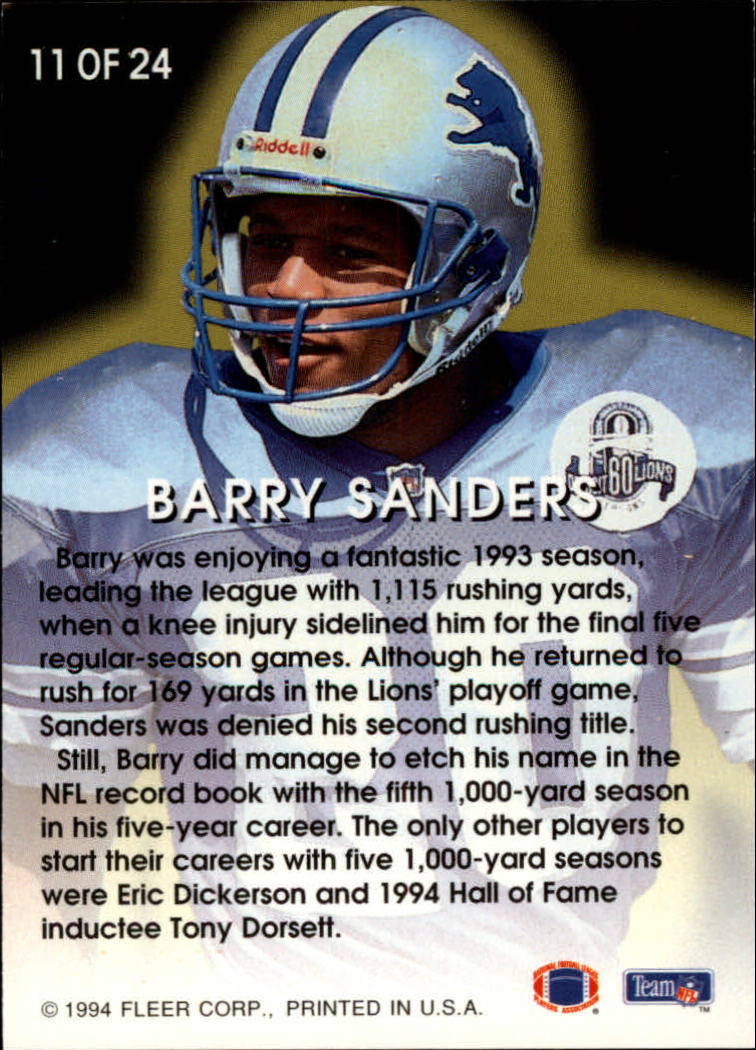 1994 Fleer All-Pros #11 Barry Sanders back image