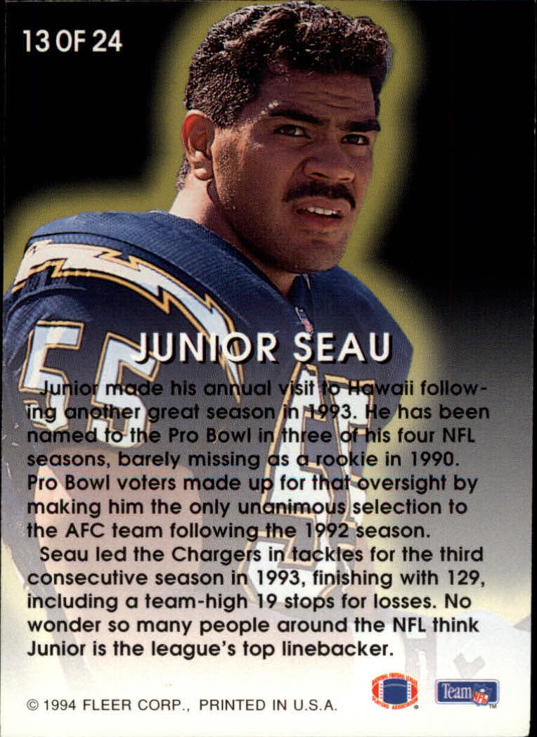 1994 Fleer All-Pros #13 Junior Seau back image