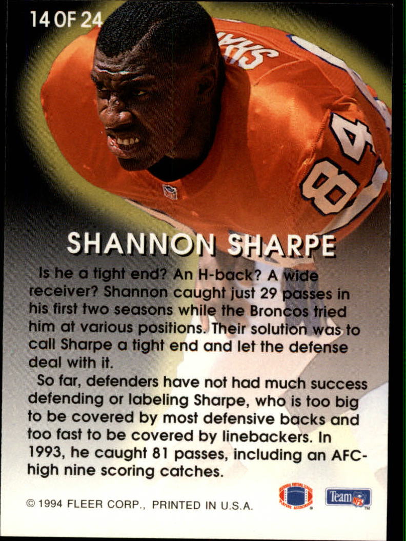1994 Fleer All-Pros #14 Shannon Sharpe back image