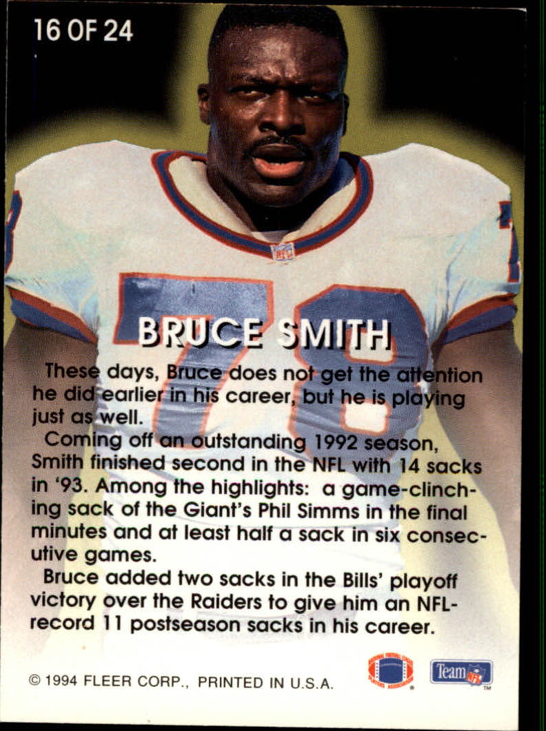 1994 Fleer All-Pros #16 Bruce Smith back image