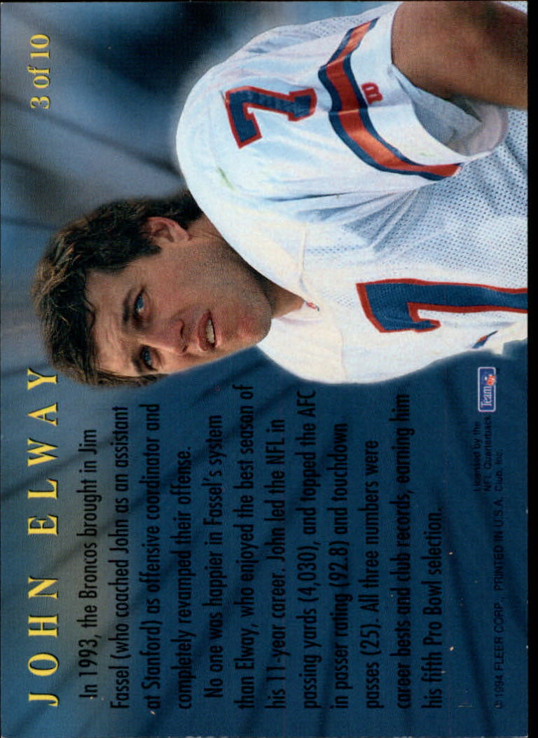1994 Fleer League Leaders #3 John Elway back image