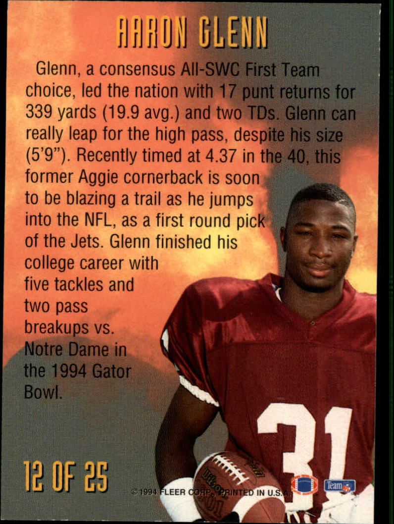 1994 Fleer Prospects #12 Aaron Glenn back image