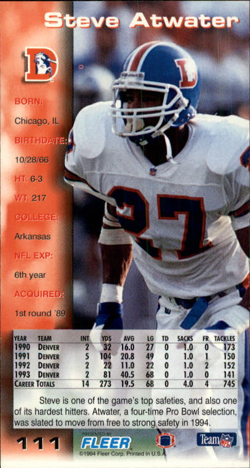 1994 GameDay #111 Steve Atwater back image