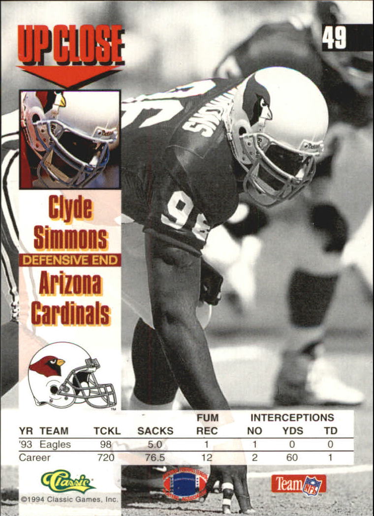 1994 Images #49 Clyde Simmons back image