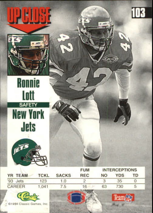 1994 Images #103 Ronnie Lott back image