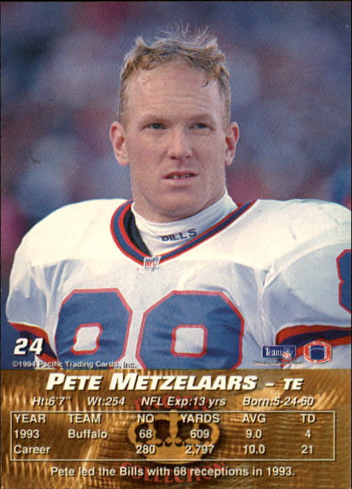 1994 Pacific #24 Pete Metzelaars back image