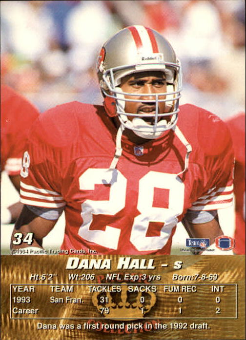 1994 Pacific #34 Dana Hall back image