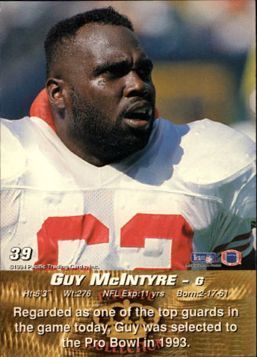 1994 Pacific #39 Guy McIntyre back image
