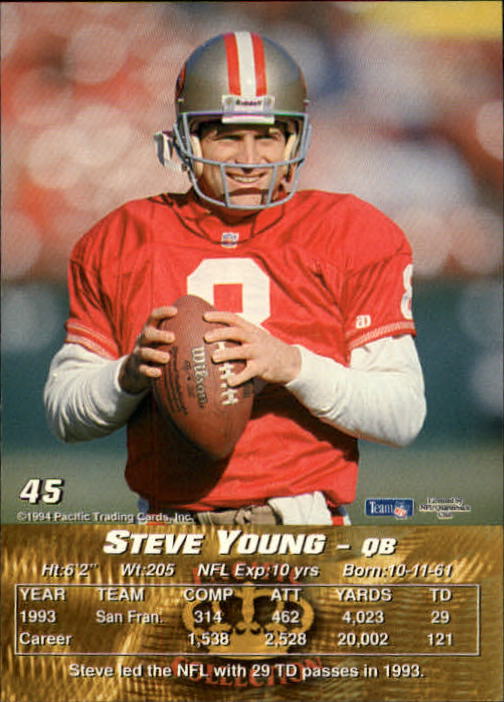 1994 Pacific #45 Steve Young back image