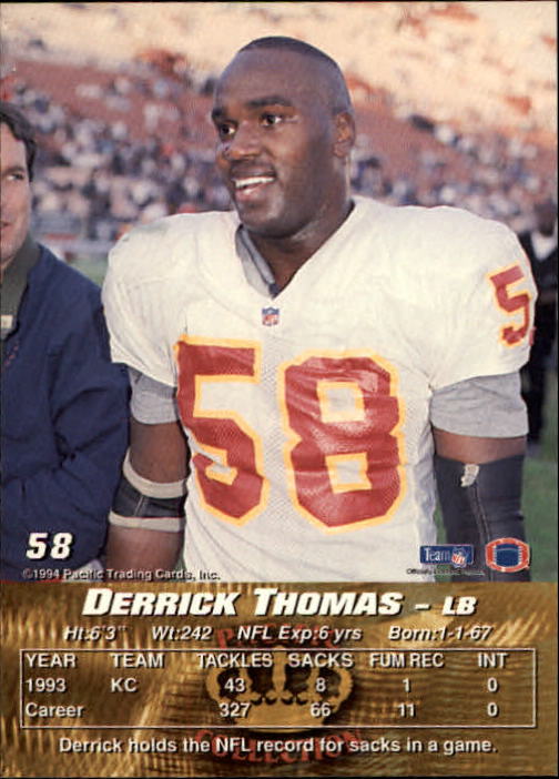 1994 Pacific #58 Derrick Thomas back image
