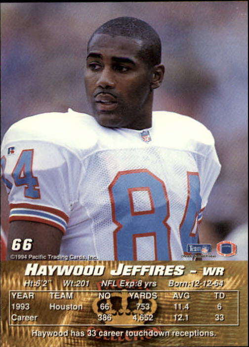 1994 Pacific #66 Haywood Jeffires back image