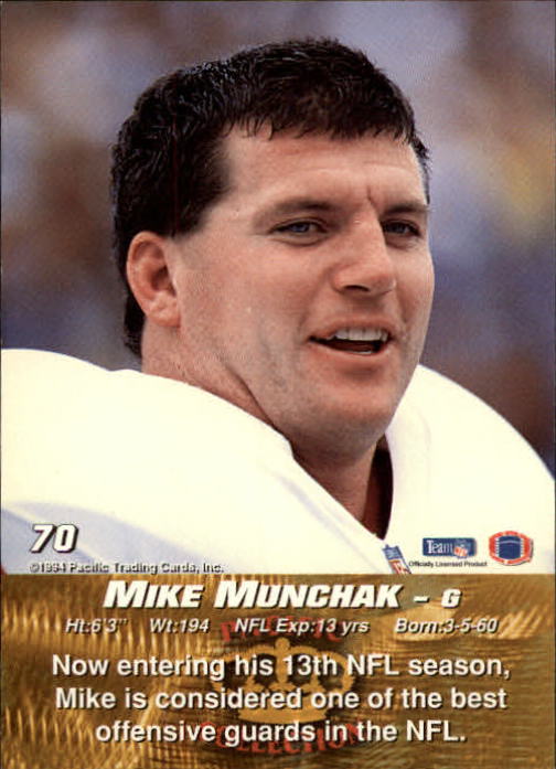 1994 Pacific #70 Mike Munchak back image
