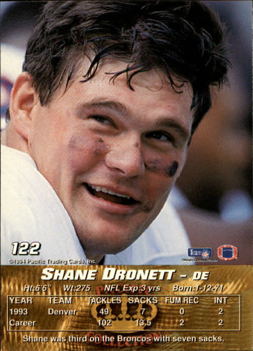 1994 Pacific #122 Shane Dronett back image