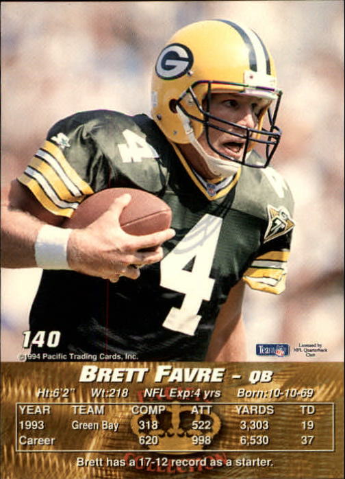 1994 Pacific #140 Brett Favre back image