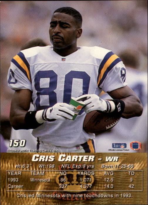 1994 Pacific #150 Cris Carter back image