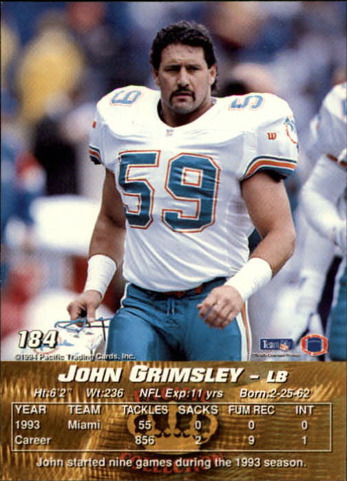 1994 Pacific #184 John Grimsley back image