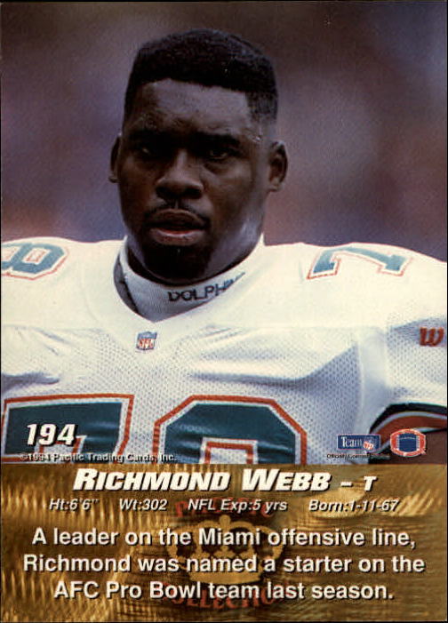 1994 Pacific #194 Richmond Webb back image