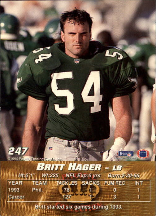 1994 Pacific #247 Britt Hager RC back image