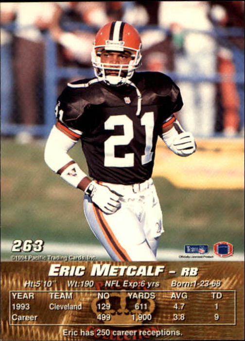 1994 Pacific #263 Eric Metcalf back image