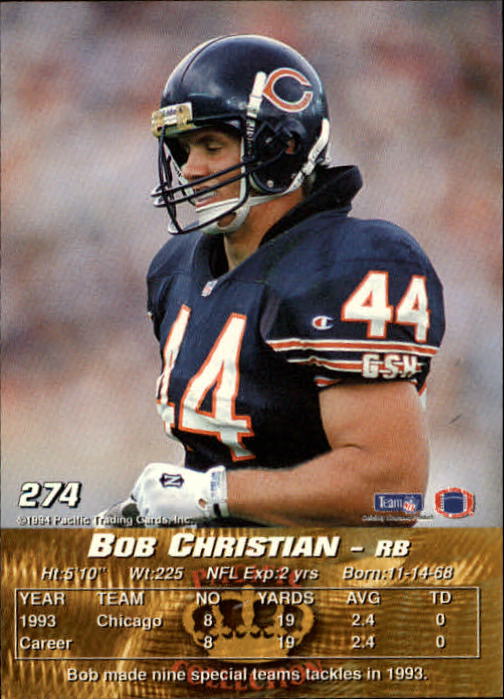 1994 Pacific #274 Bob Christian back image