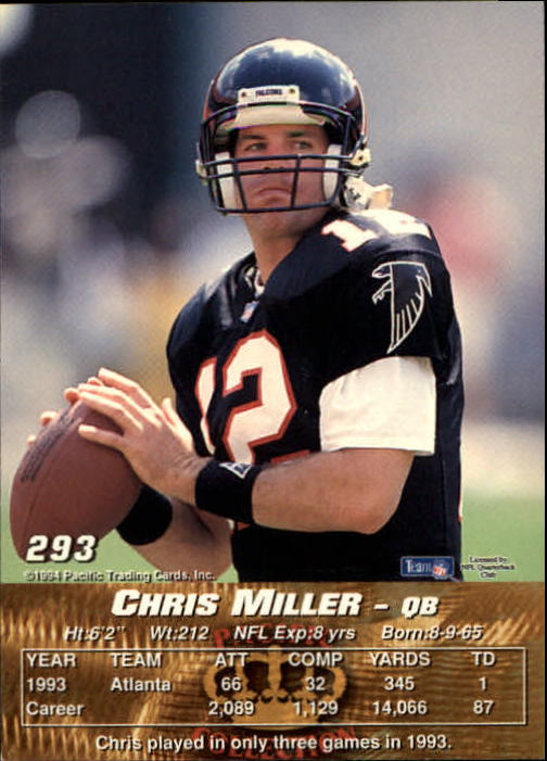 1994 Pacific #293 Chris Miller back image