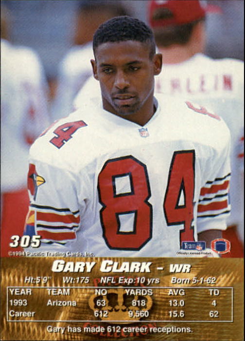 1994 Pacific #305 Gary Clark back image