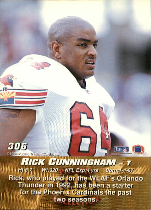 1994 Pacific #306 Rick Cunningham RC back image
