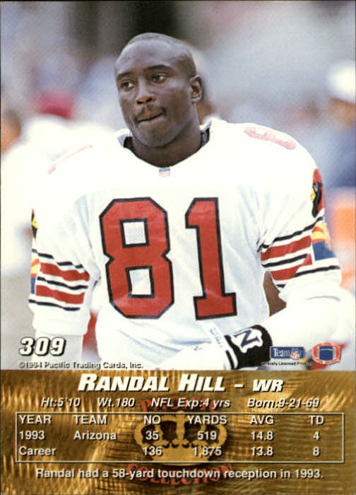 1994 Pacific #309 Randal Hill back image
