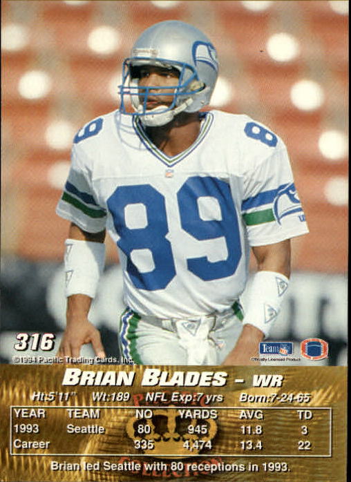 1994 Pacific #316 Brian Blades back image