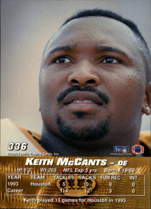1994 Pacific #336 Keith McCants back image