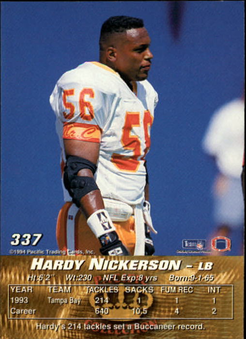 1994 Pacific #337 Hardy Nickerson back image
