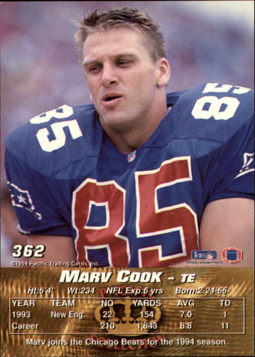 1994 Pacific #362 Marv Cook back image