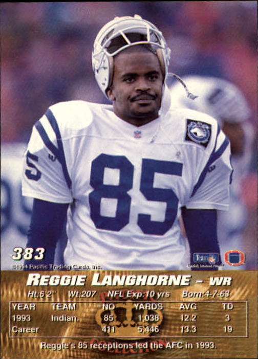 1994 Pacific #383 Reggie Langhorne back image