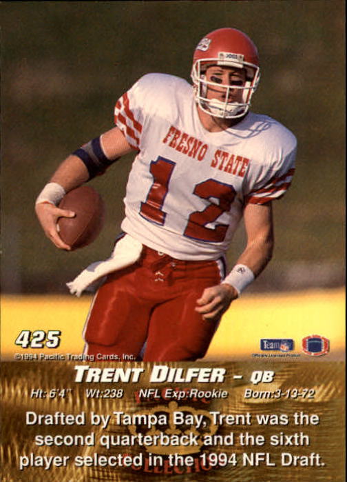 1994 Pacific #425 Trent Dilfer RC back image